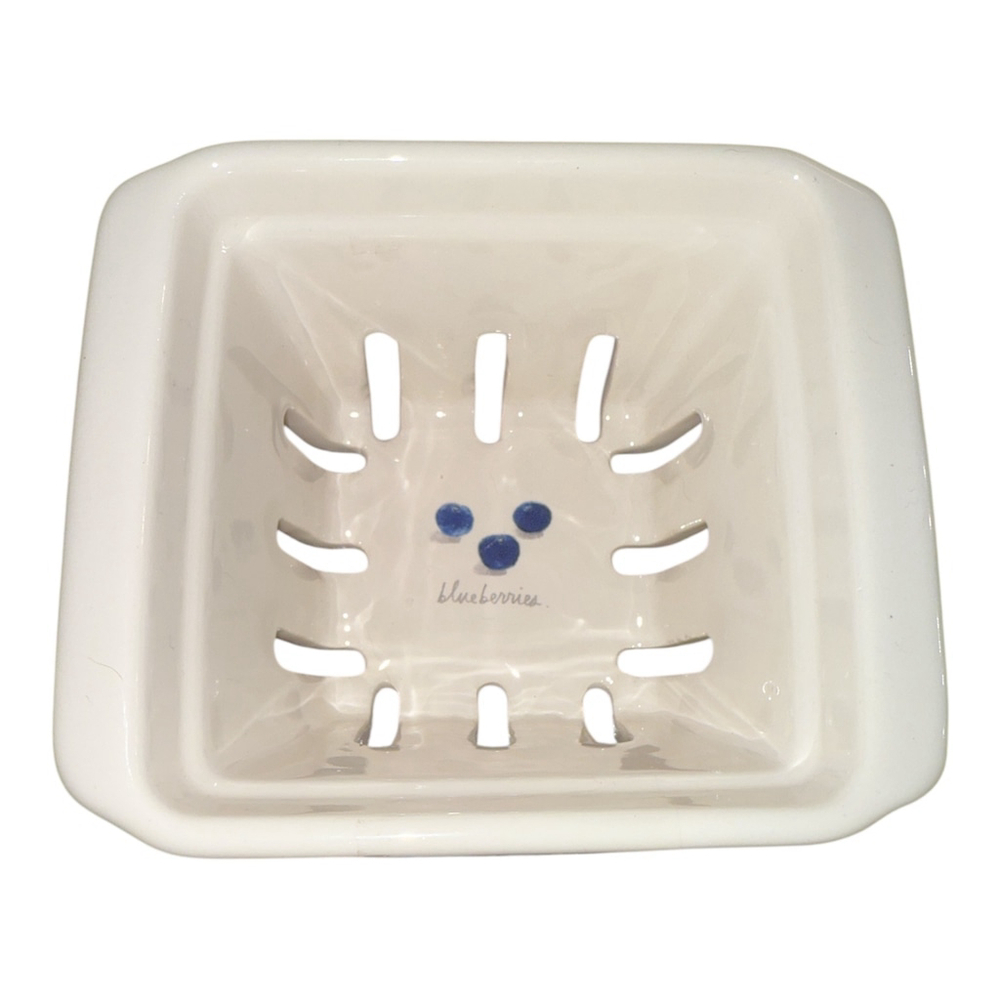 Ceramic Blueberry Strainer, White Porcelain Kitchen Colander with Drainage Holes